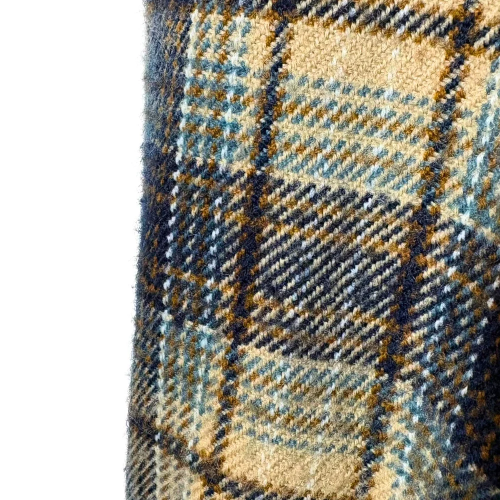 Tan Blue Shacket Pearl Snap Shirt Timber Run Flannel Plaid Boys Medium Vintage